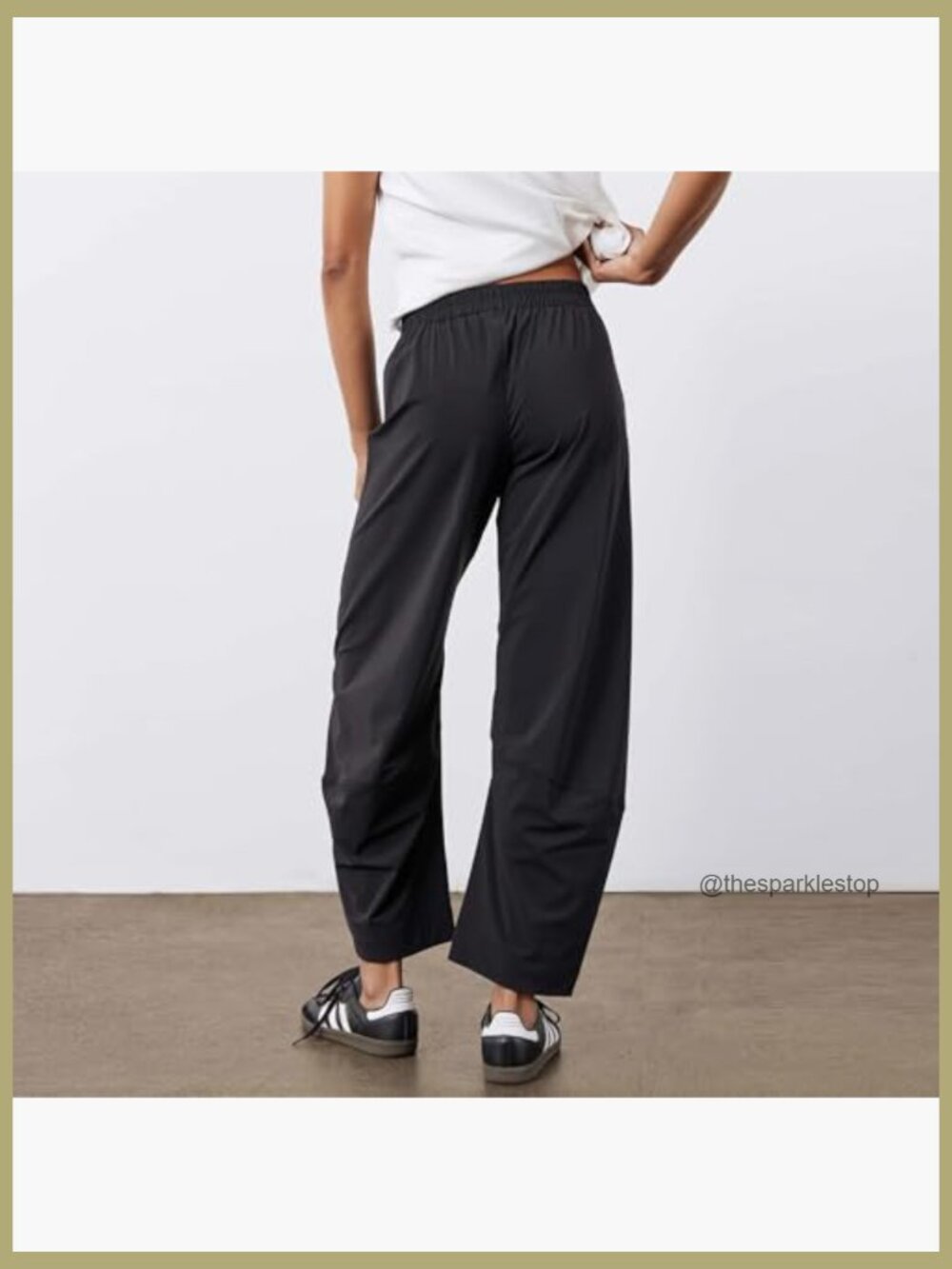 High Waisted Wide Leg Barrel Pants with Pockets - Travel Work Trousers - Picture 2 of 7
